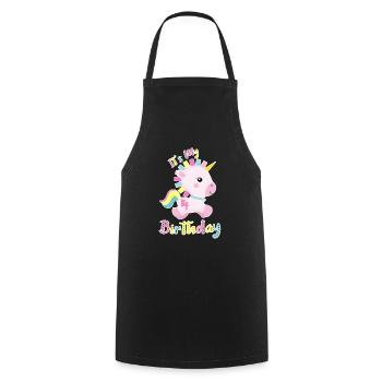 C'est mon 4ème anniversaire bébé cadeau de licorne - Tablier de cuisine - noir - Devant - AI Model Male 185 dark (185cm)