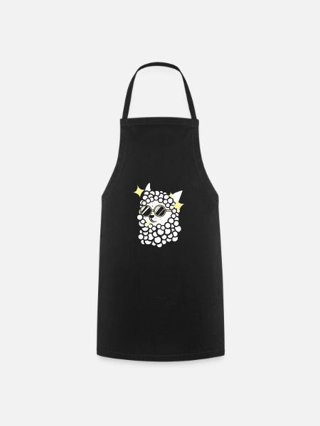 Alpaca with sunglasses - Cooking Apron - black