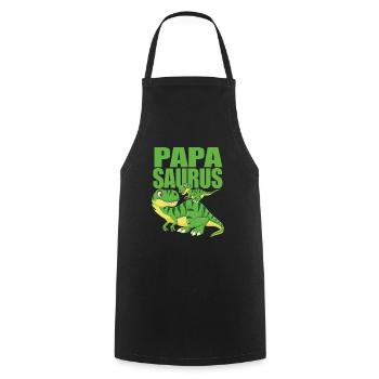 Papa Dinosaurier - Papasaurus - Kochschürze - Schwarz - Vorne - AI Model Male 185 dark (185cm)
