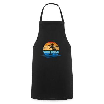 Strand, Palmen und Meer retro - Tablier de cuisine - noir - Devant - AI Model Male 185 dark (185cm)
