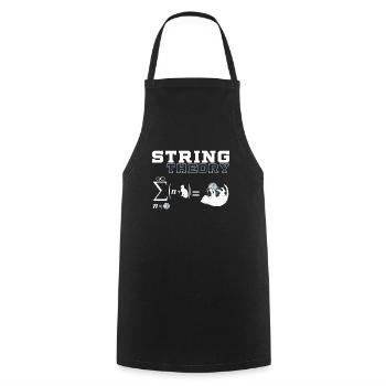 Produit drôle de chat | Fil | La théorie des cordes - Tablier de cuisine - noir - Devant - AI Model Male 185 dark (185cm)