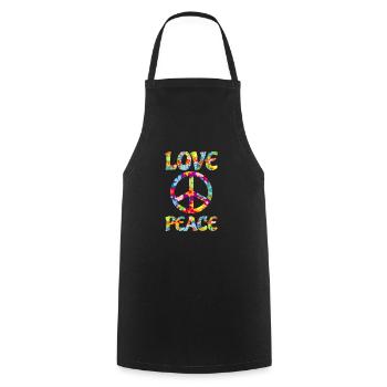 70's Love Peace Love Peace Retro Vintage - Cooking Apron - black - Front - AI Model Male 185 dark (185cm)