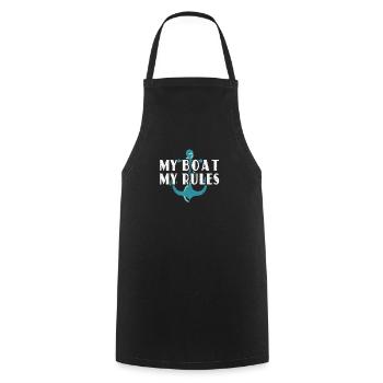 Mon bateau Mes règles! - Tablier de cuisine - noir - Devant - AI Model Male 185 dark (185cm)