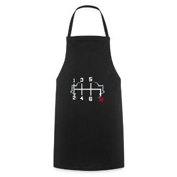 6 Geschwindigkeiten Auto Tee, Schaltgetriebe, Auto Design - Kochschürze - Schwarz - Vorne - AI Model Male 185 dark (185cm)