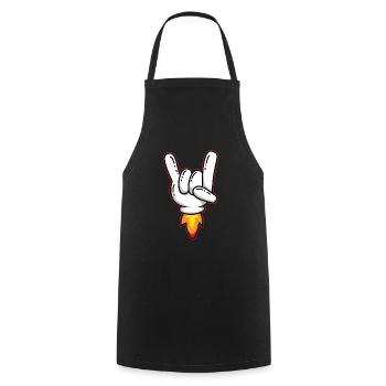 Rock and Roll Gesture Sign of the Horns - Cooking Apron - black - Front - AI Model Male 185 dark (185cm)