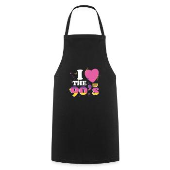 90er Jahre Disco Musik Party Kostüm 1990 90s Retro - Kochschürze - Schwarz - Vorne - AI Model Male 185 dark (185cm)