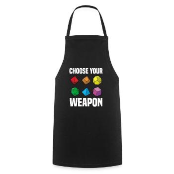 CHOOSE YOUR WEAPON Fantasy RPG Würfel Tabletop - Kochschürze - Schwarz - Vorne - AI Model Male 185 dark (185cm)