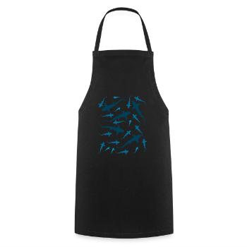 Shark aquarium - Cooking Apron - black - Front - AI Model Male 185 dark (185cm)