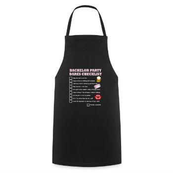 Bachelor party Checklist with tests of courage - Cooking Apron - black - Front - AI Model Male 185 dark (185cm)