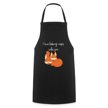 Fox – Cute Fox – Fox Lover – Naps - Cooking Apron - black - Front - AI Model Male 185 dark (185cm)