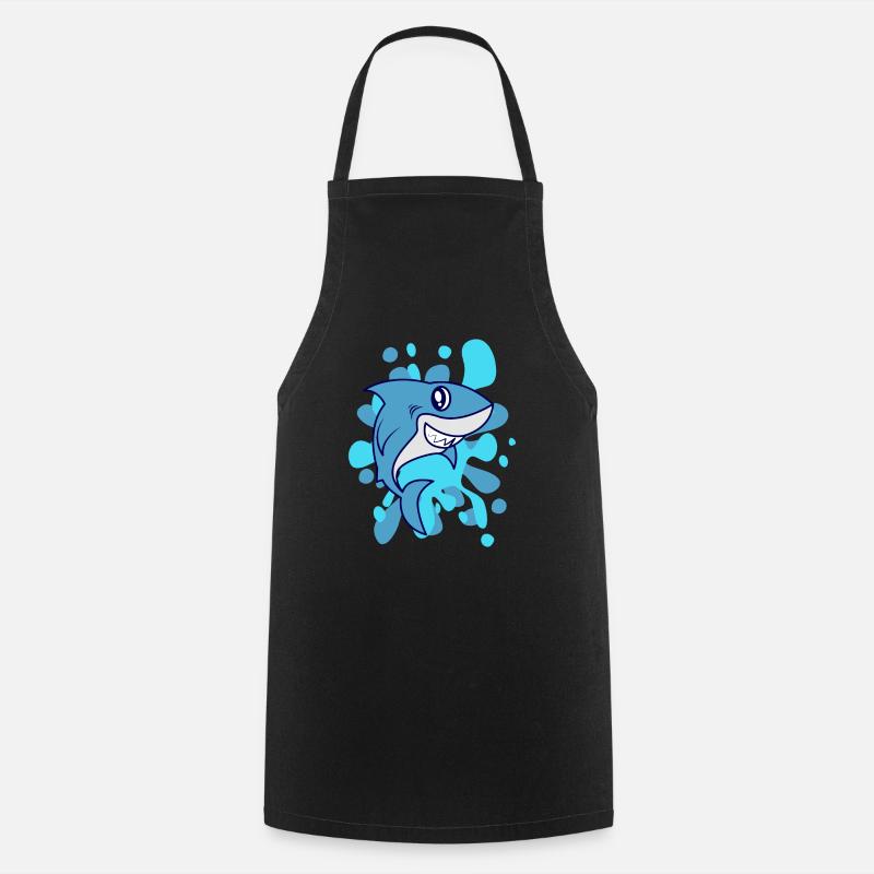 Requin bleu - Tablier de cuisine - noir