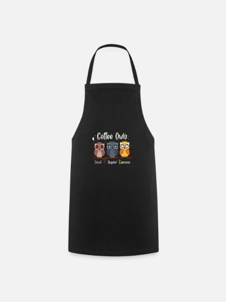 Lustiges Coffee Owls, Kaffeettrinker Geschenk - Kochschürze - Schwarz