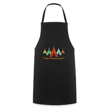 Vintage indianisches Tipi-Design, indisch - Kochschürze - Schwarz - Vorne - AI Model Male 185 dark (185cm)