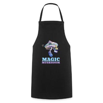 Trippy Psilocybin Toadstool Gift Psy & Goa - Cooking Apron - black - Front - AI Model Male 185 dark (185cm)