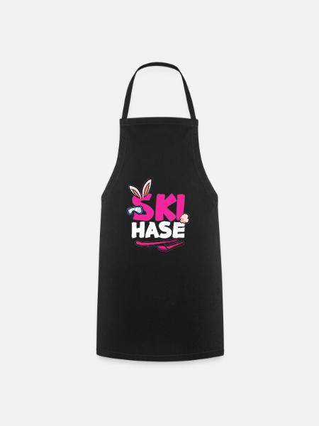 SKI HASE Skihase Schneehase Schnee Häschen - Kochschürze - Schwarz