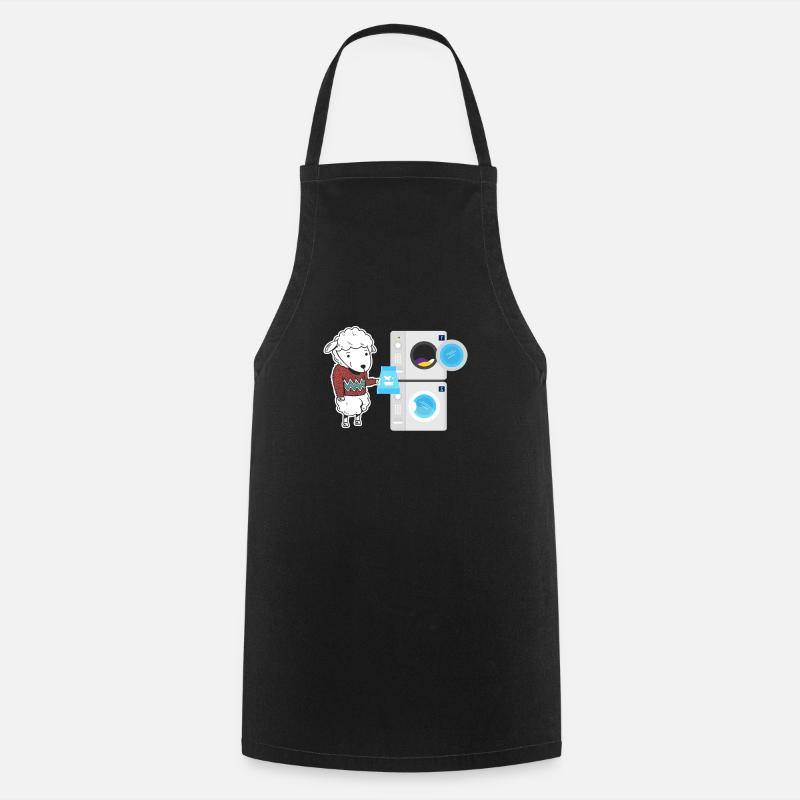 Sheep washing machine laundry wool - Cooking Apron - black