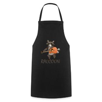 Guitar Racoon / Guitar Raccoon - Cooking Apron - black - Front - AI Model Male 185 dark (185cm)