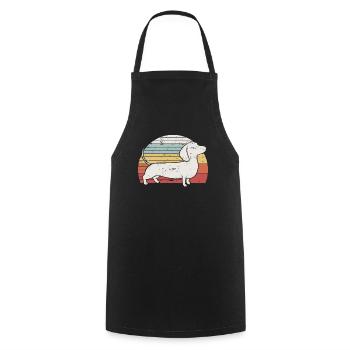 Cool Retro Dachshund Dog Gift Design Weiner Dog - Cooking Apron - black - Front - AI Model Male 185 dark (185cm)