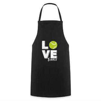 J'adore le Tennis Tennis Ball LOVE TENNIS - Tablier de cuisine - noir - Devant - AI Model Male 185 dark (185cm)