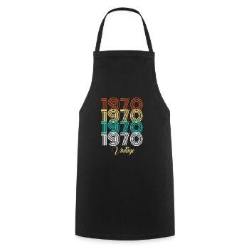 1970 vintage birthday year of birth gift idea - Cooking Apron - black - Front - AI Model Male 185 dark (185cm)
