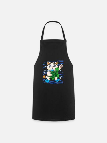 KITTY WITH SEA TURTLE - Kochschürze - Schwarz