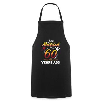 60e anniversaire de mariage idée de conception de cadeau pour - Tablier de cuisine - noir - Devant - AI Model Male 185 dark (185cm)