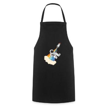 Astronaut rock n roll space rocket guitar - Cooking Apron - black - Front - AI Model Male 185 dark (185cm)