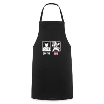 EMT Dabbing Unicorn Funny Boring Doctor Quote Fun - Cooking Apron - black - Front - AI Model Male 185 dark (185cm)