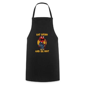 Manger, boire et avoir chaud - diable - Satan - Lucifer - Tablier de cuisine - noir - Devant - AI Model Male 185 dark (185cm)
