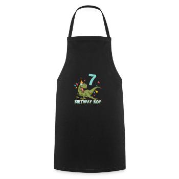 7th Birthday Children's Birthday Seven 7th Dino - Cooking Apron - black - Front - AI Model Male 185 dark (185cm)
