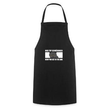 Physicist Schrödinger - Cooking Apron - black - Front - AI Model Male 185 dark (185cm)