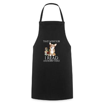 Corgi pour les amateurs de livres, les nerds du livre, les lecteurs ou - Tablier de cuisine - noir - Devant - AI Model Male 185 dark (185cm)