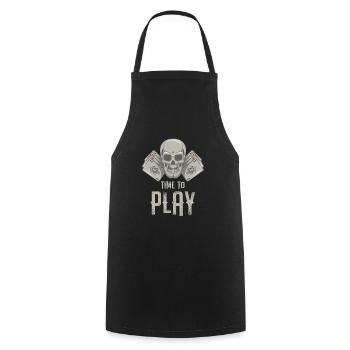Cool Time To Play Cards Skull Card Players gift - Cooking Apron - black - Front - AI Model Male 185 dark (185cm)