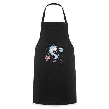 sea horse - Cooking Apron - black - Front - AI Model Male 185 dark (185cm)