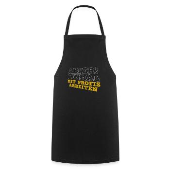 Une fois travaillant avec des pros t-shirt Paroles drôles - Tablier de cuisine - noir - Devant - AI Model Male 185 dark (185cm)