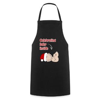 Pregnancy Christmas Baby T-Shirt Ladies - Cooking Apron - black - Front - AI Model Male 185 dark (185cm)