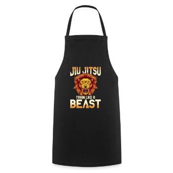 Entraînez-vous et entraînez-vous comme un animal BJJ Jiu Jitsu - Tablier de cuisine - noir - Devant - AI Model Male 185 dark (185cm)