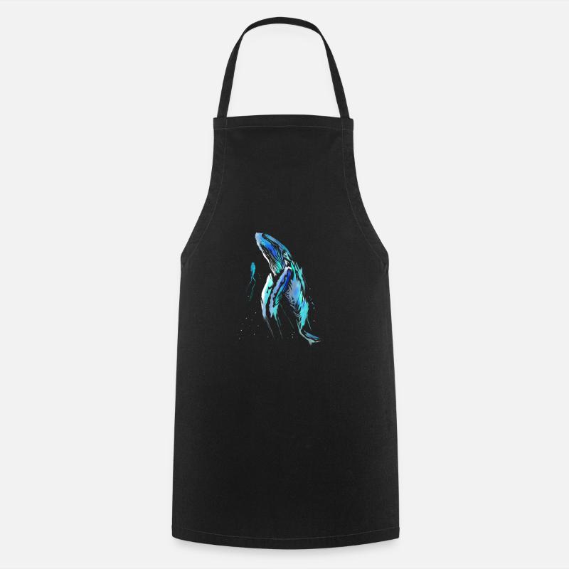 Plongeur, baleine bosse, plongée, baleine, plongée sous-marine - Tablier de cuisine - noir