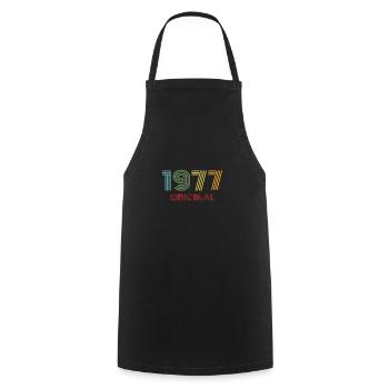 1977 original vintage vintage '77 birthday 70s - Cooking Apron - black - Front - AI Model Male 185 dark (185cm)