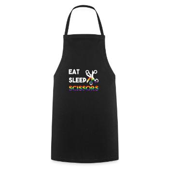 Eat Sleep Scissors Scissors Lesbian Lesbian LGBT F - Cooking Apron - black - Front - AI Model Male 185 dark (185cm)