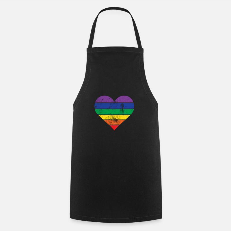 Heart rainbow - Cooking Apron - black
