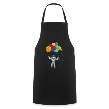 Astronaute dans l'espace voler avec des ballons de la planète - Tablier de cuisine - noir - Devant - AI Model Male 185 dark (185cm)