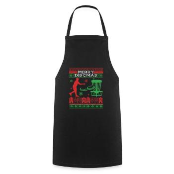 Drôle Disc Golf de Noël - Tablier de cuisine - noir - Devant - AI Model Male 185 dark (185cm)