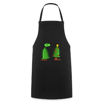 Sapin de Noël drôle - Tablier de cuisine - noir - Devant - AI Model Male 185 dark (185cm)