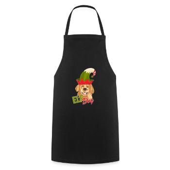 Xmas Retro Vintage Christmas Elf Dog Artwork - Cooking Apron - black - Front - AI Model Male 185 dark (185cm)