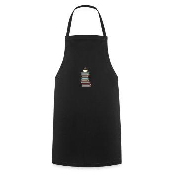 Bücher & Kaffee - Kochschürze - Schwarz - Vorne - AI Model Male 185 dark (185cm)