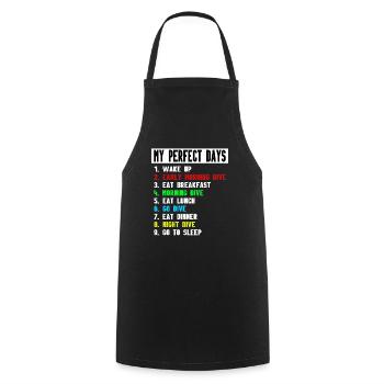 MON JOUR DE PLONGÉE PARFAIT - PLONGÉE - journée parfaite - Tablier de cuisine - noir - Devant - AI Model Male 185 dark (185cm)