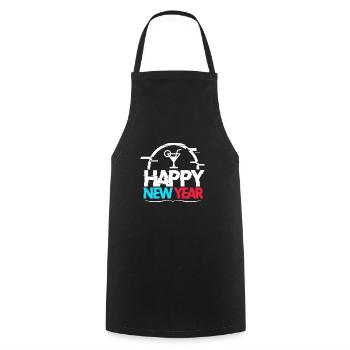 Cheerful Happy New Year Illustration - Tablier de cuisine - noir - Devant - AI Model Male 185 dark (185cm)