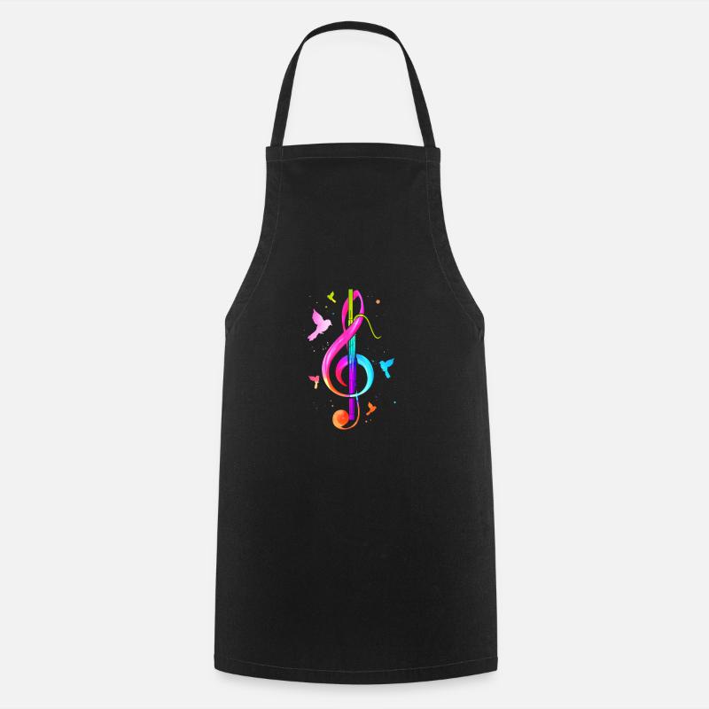 Instrument à vent pour orchestre de notes de musique de basson - Tablier de cuisine - noir