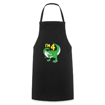 4 ans Dino anniversaire enfant garçon cadeau - Tablier de cuisine - noir - Devant - AI Model Male 185 dark (185cm)